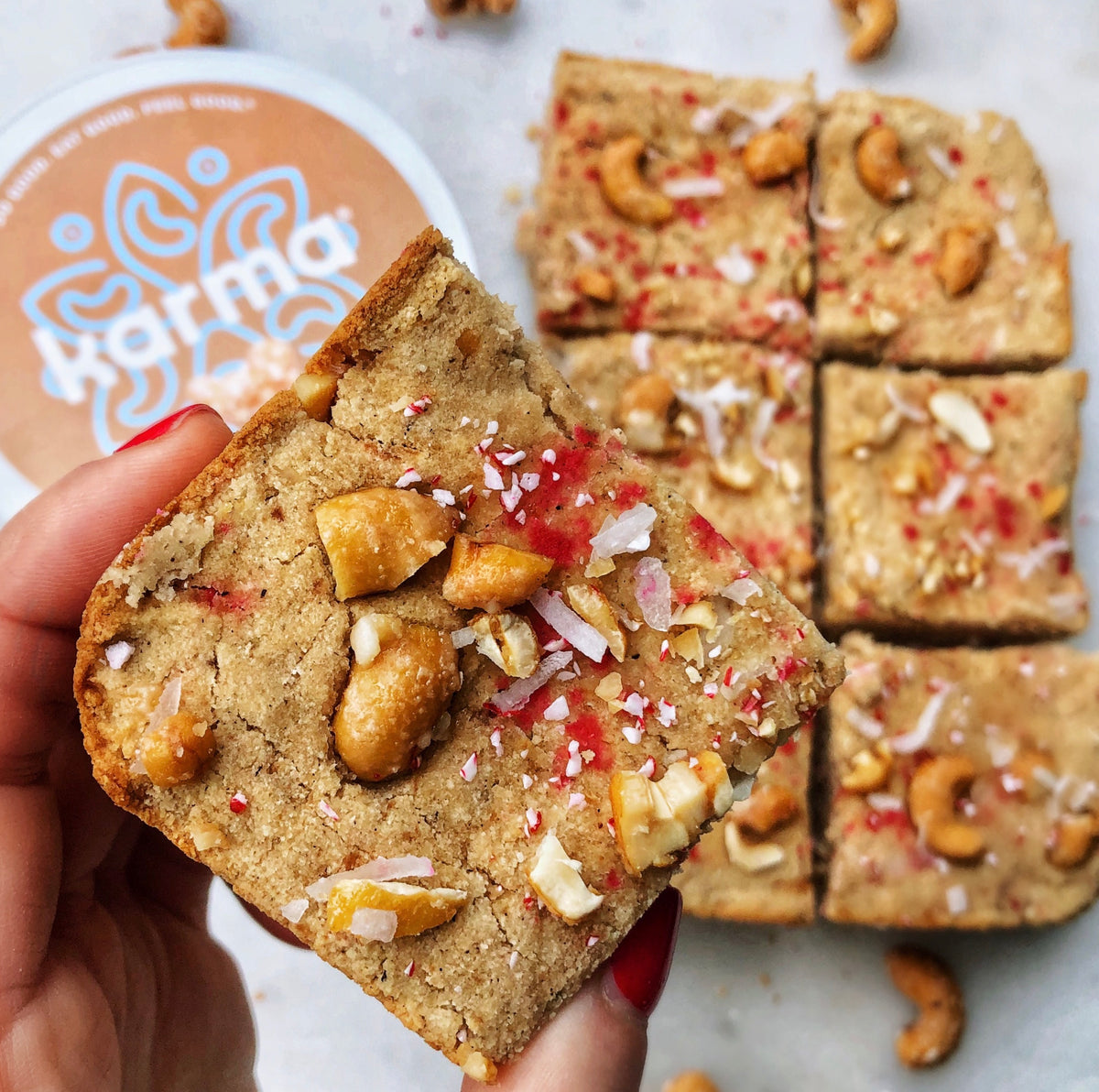 Coconut Cashew Crunch Blondies – KARMA NUTS