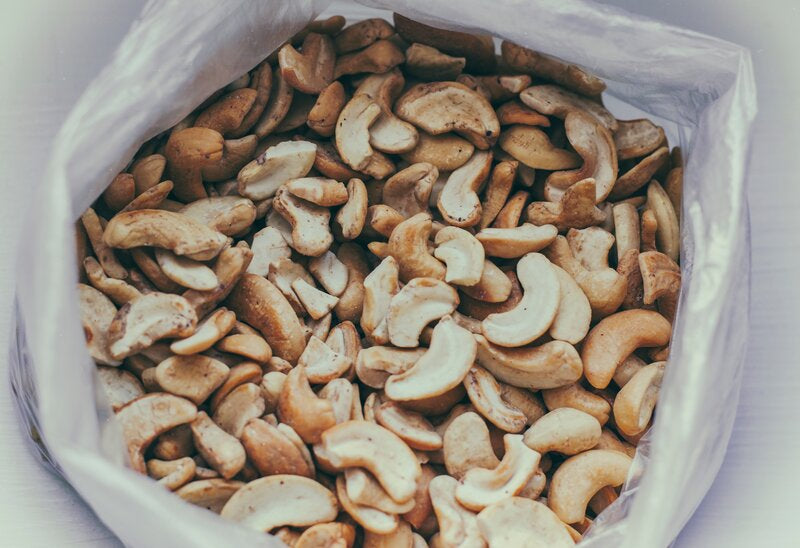 cashews in a plastic bag