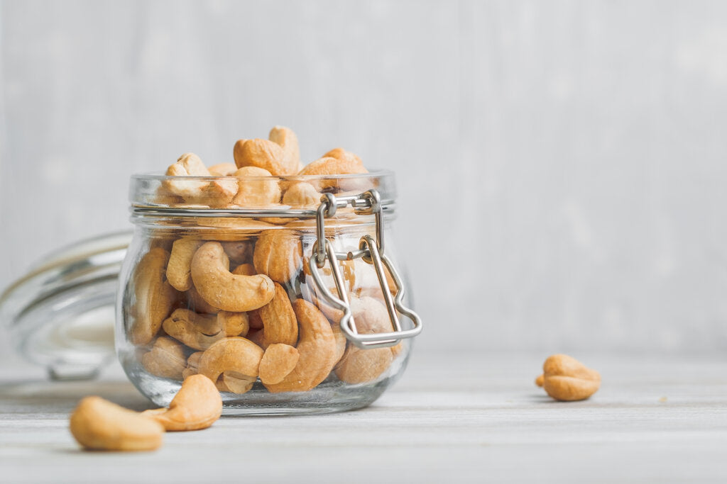 cashew nuts in a jar