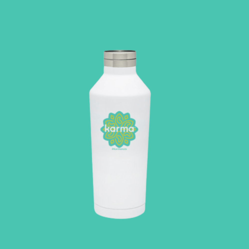 Karma Nuts 17 oz. Vacuum Stainless Steel Water Bottle in White - KARMA NUTS